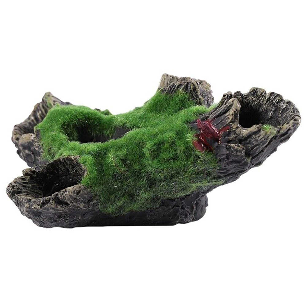 

1PC Resin Aquarium Decoration Moss Tree House Cave Decorative Rocks Fish Tank Decoration Ornaments Little Fish Vividly Landscap