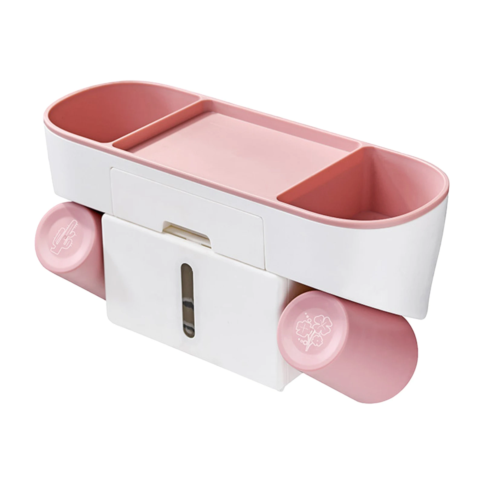 

Bathroom Quick Drain Cosmetic Organizer ABS Toothbrush Holder Drawer Design Hotel Home Wall Mounted Practical With Tissue Box