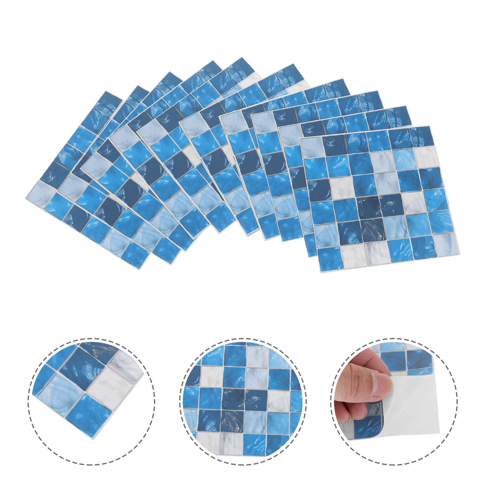 

50 Pcs Window Film Decor Home Blue Tile Backsplash Bleucoin Tiles Simulated Small Tile Stickers Household Marble Vinyl Decal