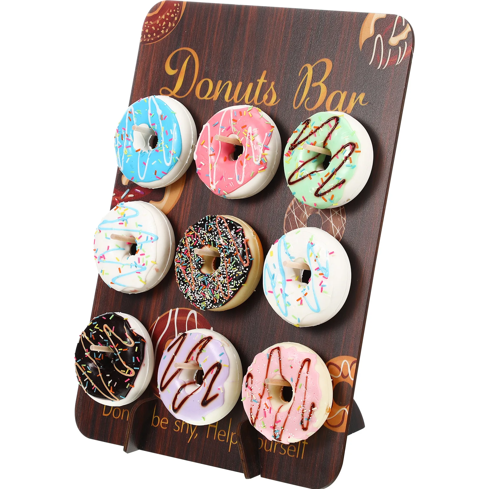 

Wooden Doughnut Display Stand DIY Doughnut Support Panel Wall Wooden Donut Candy Support Happy 1st Birthday Party