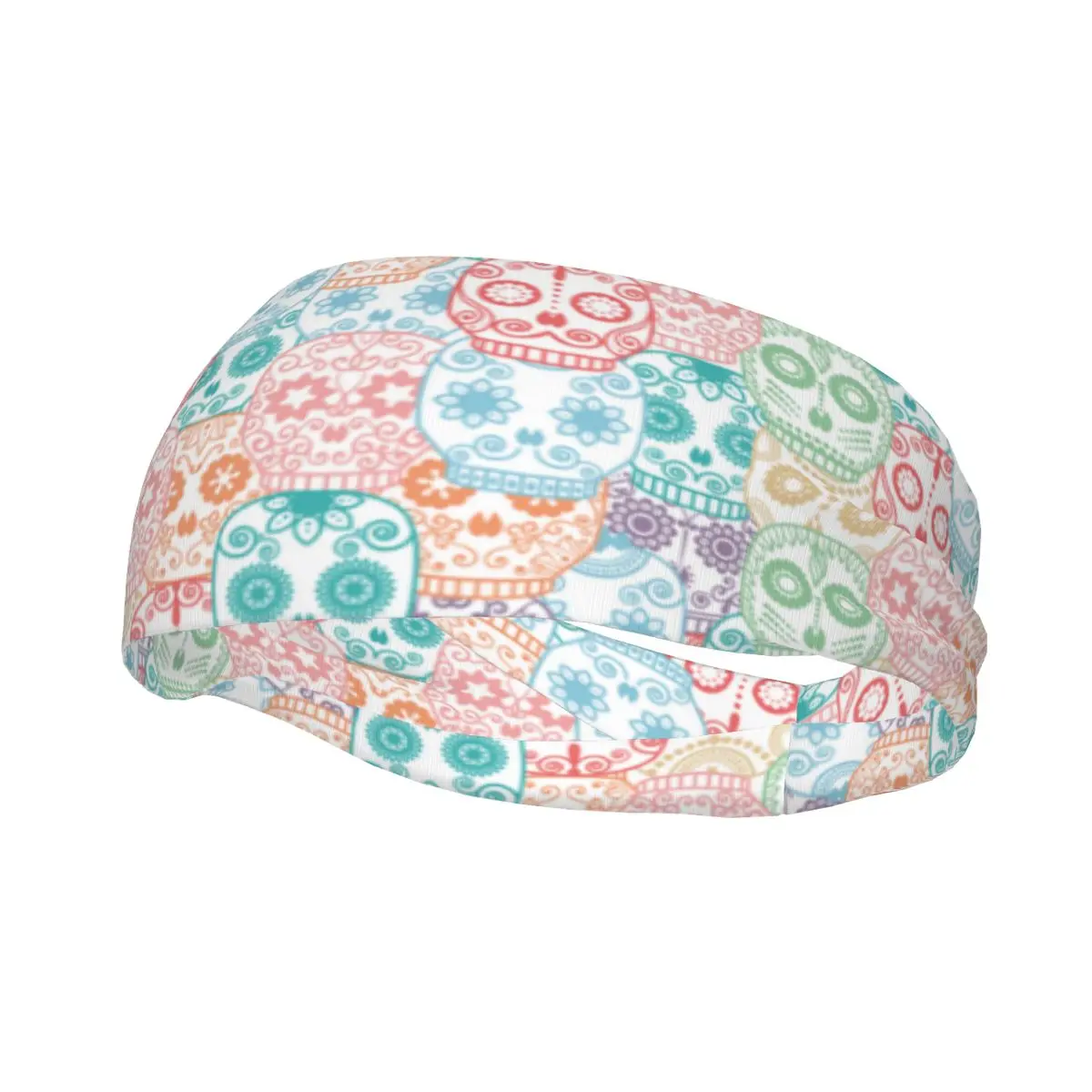 

Sugar Skull Sweatband Stretch Workout Sweat Headband for Unisex Mexican Skeleton Head Sweat Bandage Tennis Gym Fitness Hairband
