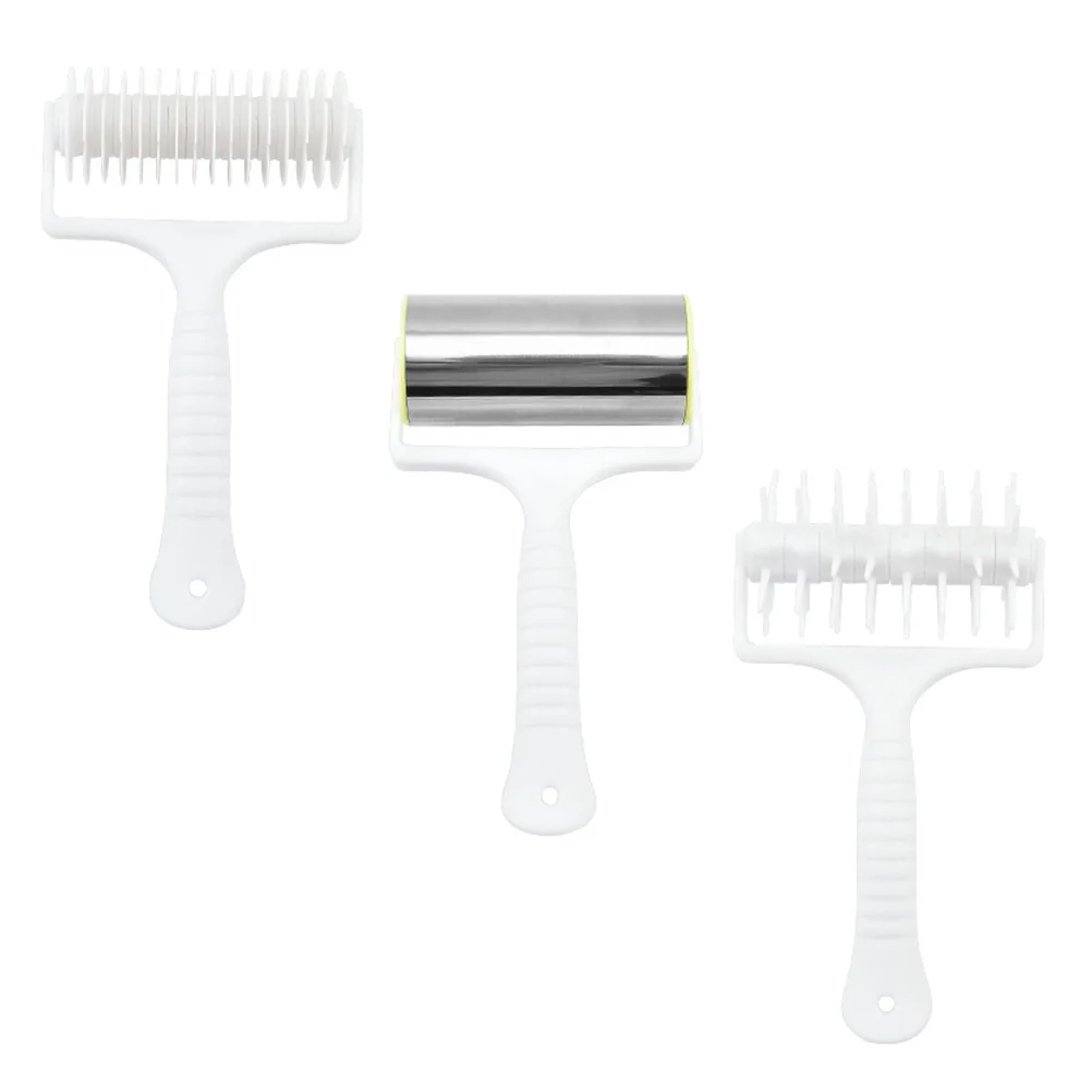 

3 Pcs Pasta Rolling Pin Pizza Punch Dough Tool Baking Tools For Home Handle Roller White Plastic Kit