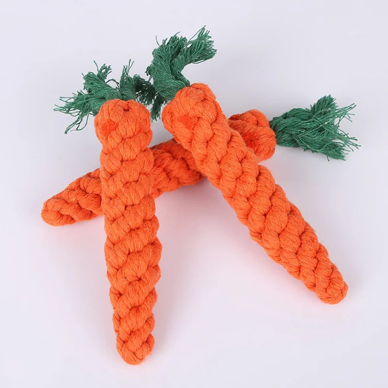 

1 Pcs Carrot Shaped Knot Ropes Pet Dog Toys Chew Cat Toy Safe Toys for Small Dogs Molar Biting Playing Products Dog Accessories