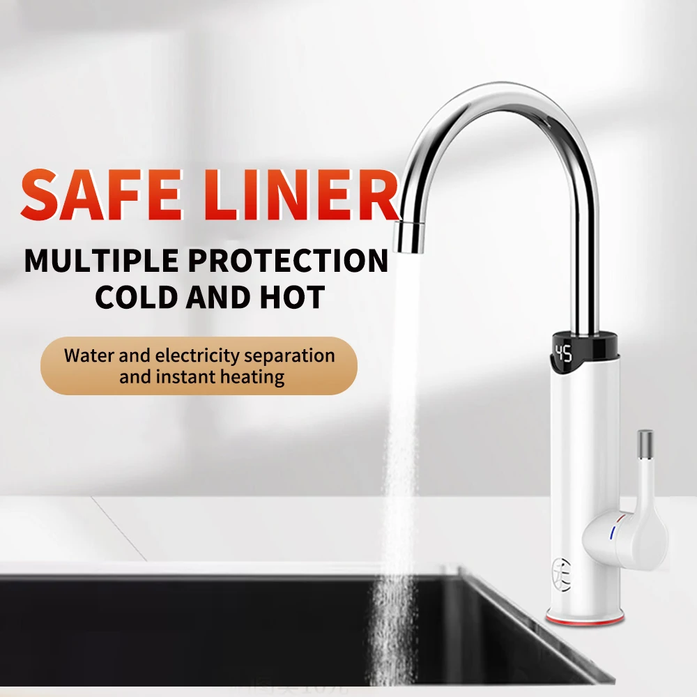

Electric Water Heater 220V 2-in-1 Kitchen Faucet 360 ° Rotating Hot And Cold Water Faucet no Water Tank Flow Heater Domestic Wat