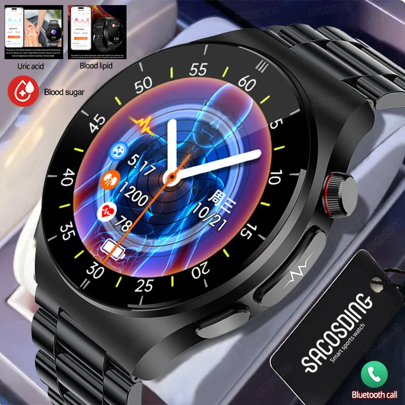 

Noninvasive Blood Sugar Smart Watch Health Blood Lipid Uric Acid Monitor ECG+PPG Watch Smart Bluetooth Call Smartwatch 2023 New