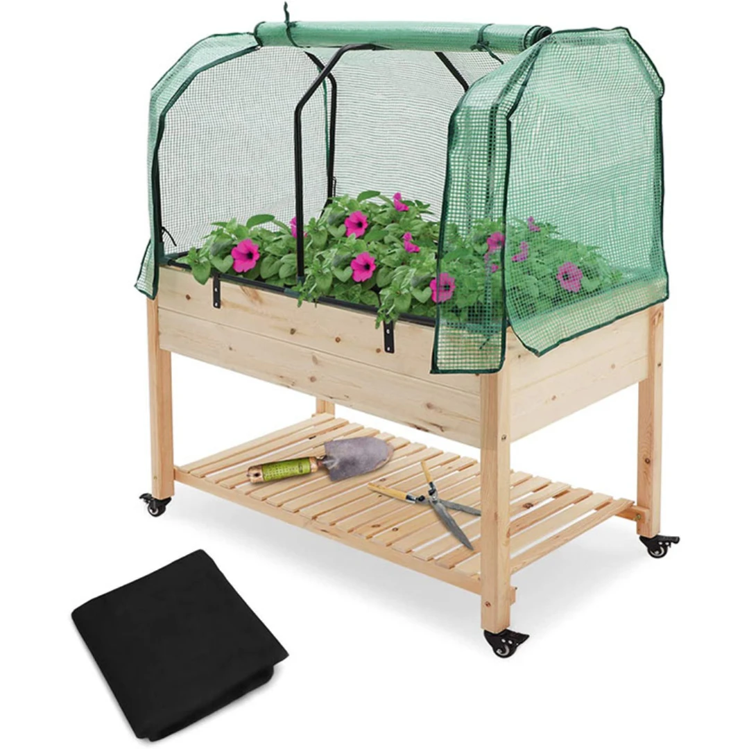 

Outdoor Wooden Vegetable Flower Pot Box Cedar Elevated Garden Bed Use with Flowers/Green Plants Outdoor Furniture