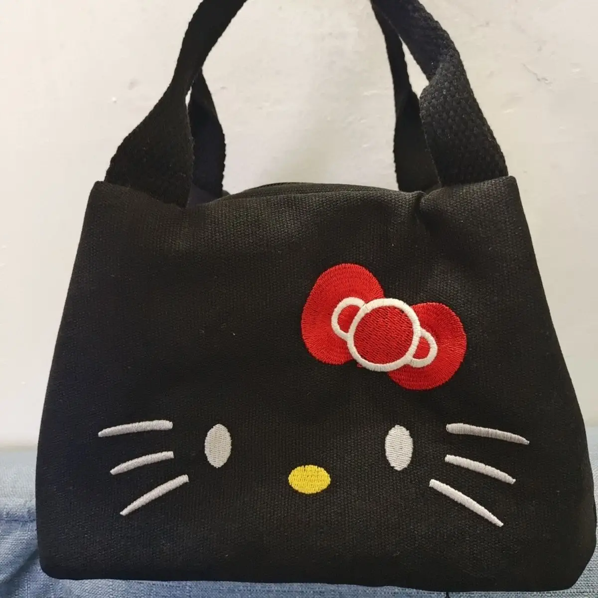 Tote Bag Women's Canvas Bag New Hellokitty Portable Shopping Bag Shoulder Bag Cosmetic Bag Student Large Capacity Sanrio