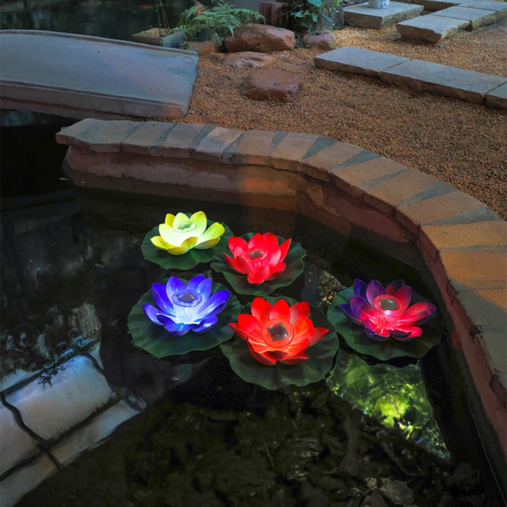 

Lotus Solar Lights Simulation Flower Floating Night Light Ornament IP55 Waterproof Outdoor Fountain Pool Pond Garden Decor