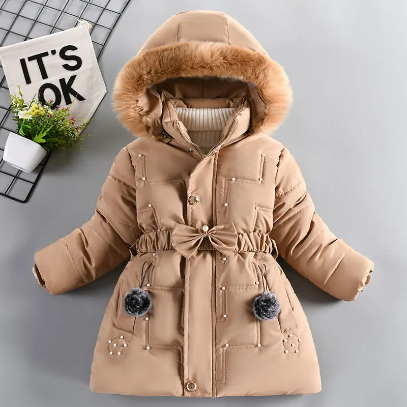 

Girls Splid Jacket Teen Outwear Warm Hooded Winter Jackets for Boy Girls Coat Children Parka Clothing Coat Windproof 4-12Year