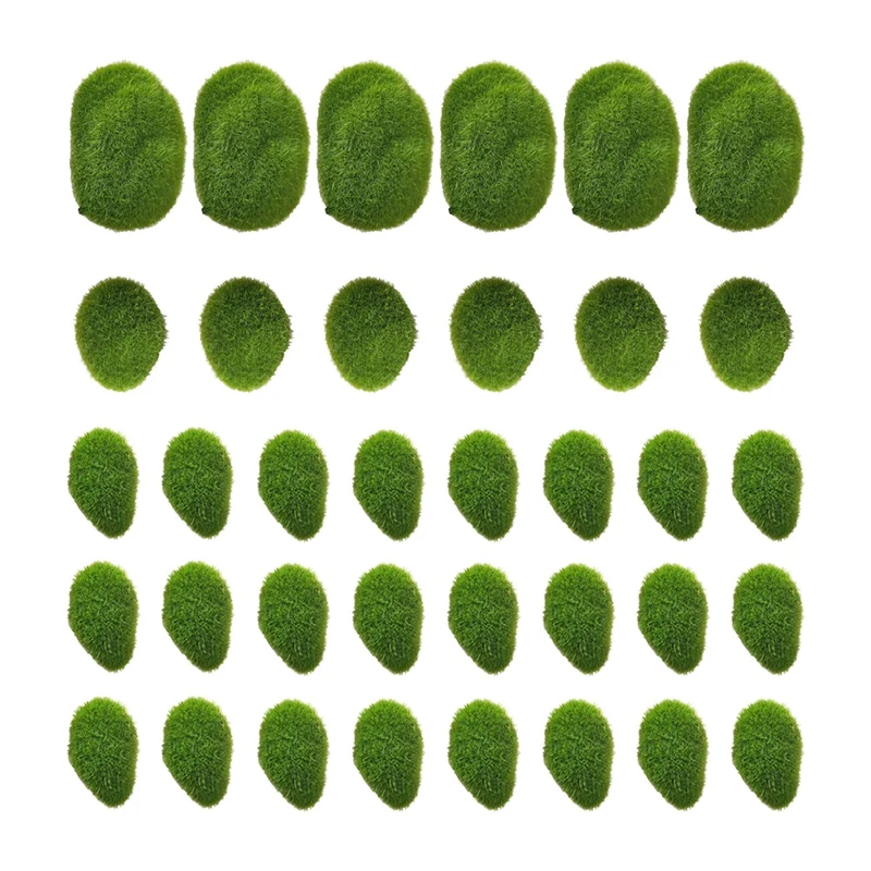 

36 Pieces 3 Size Artificial Moss Rocks Decorative, Green Moss Balls for Floral Arrangements Gardens and Crafting