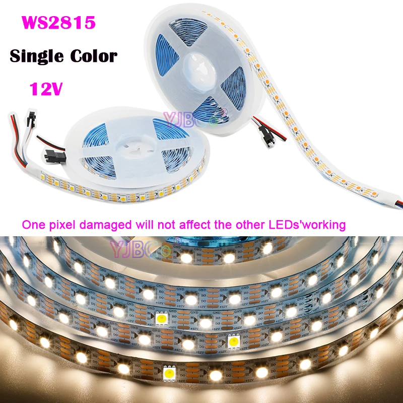 Addressable White/Warm whtie WS2815 LED Strip Single Color WS2811 IC Pixel Light Tape DC 12V 30/60/144 LEDs/m SMD 5050 Smart Bar