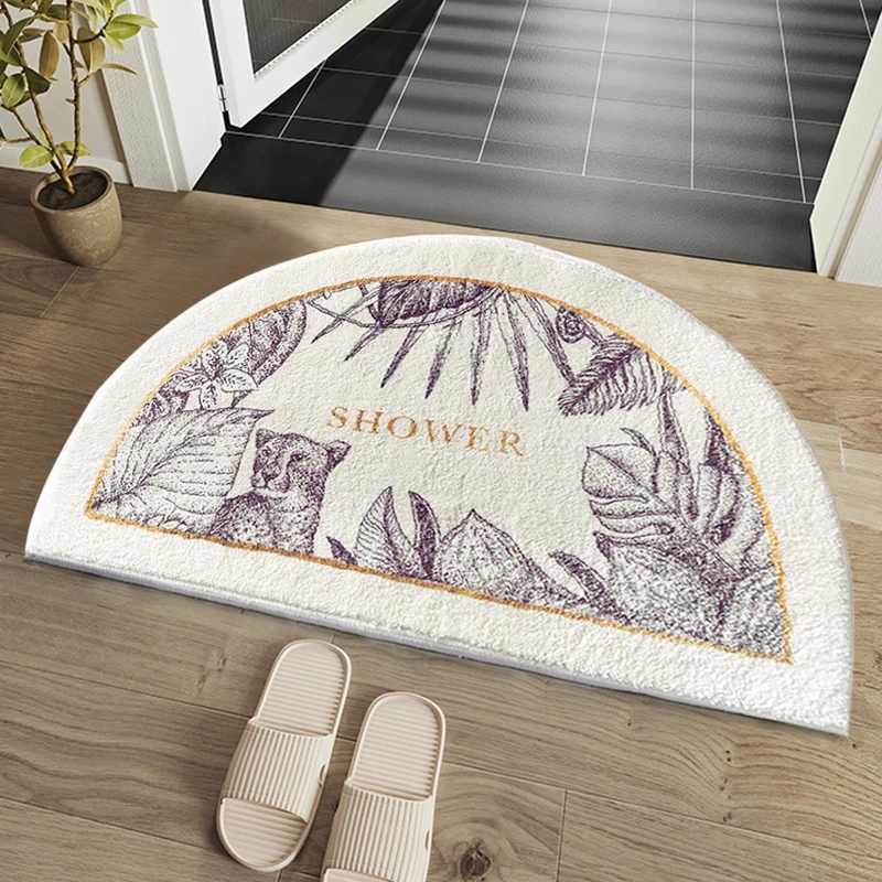

Absorbent Bath Mat Semicircle Door Mat for Bedroom Living Room Carpet Non-Slip Floor Rug Entrance Doormat Toilet Area Rug
