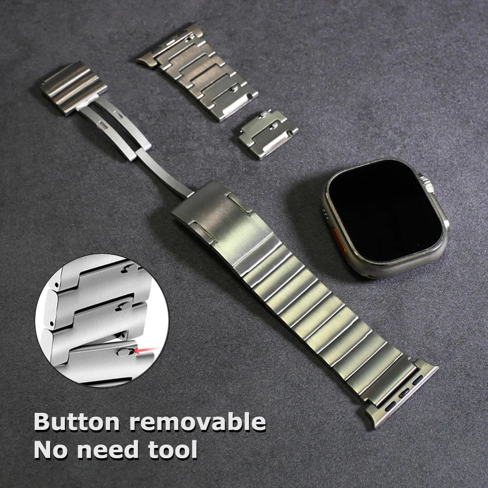 

Браслет титановый для Apple Watch Series 8 Ultra, роскошный звеньевой браслет для iWatch 7 6 5 4 3 2 SE 40 38 41 мм, 49 мм 45 мм 42 мм 44 мм