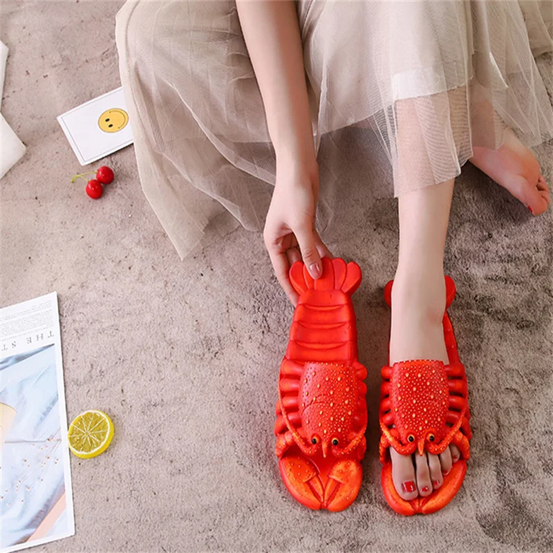 2023 Funny Lobster Summer Men's Women's Slippers Fashion Sandals for Men Women Lobster Slippers Funny Crayfish Beach Slippers