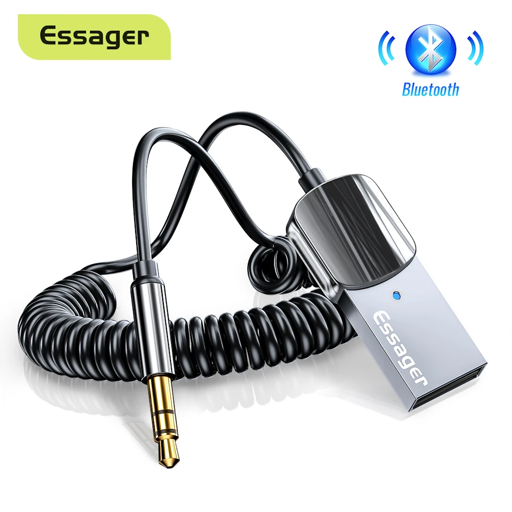 

Essager Bluetooth 5.0 Receiver Wireless Adapter Cable Handsfree USB to 3.5mm Jack Aux Audio Music Transmitter For Car Speaker