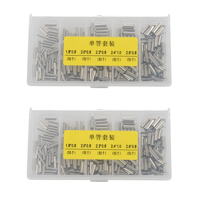 

500Pcs Single Barrel Crimping Sleeve Fishing Line Wire Leader Copper Tube Connector Fishing Accessories Line Tube