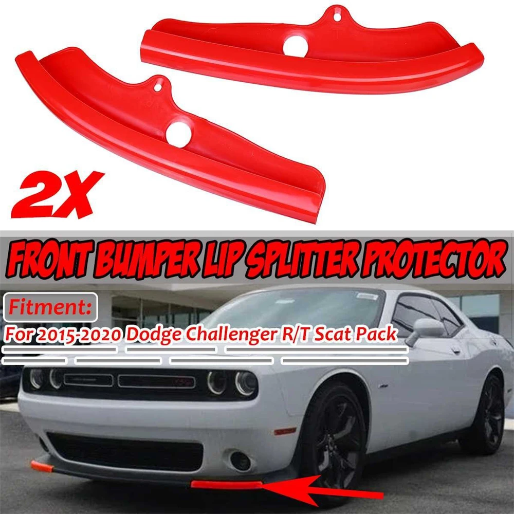 

2pcs Front Bumper Lip Splitter Protector for Dodge Challenger R T GT SRT 392 Hemi Scat Pack Shaker 2015-2020 Bumper Guard