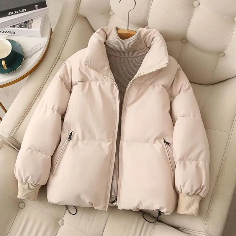 

Winter Coats Woman Oversize Stand Collar Warm Streetwear Women's Jacket Solid Parka Fashion Casual Long Sleeve Zipper Cardigan
