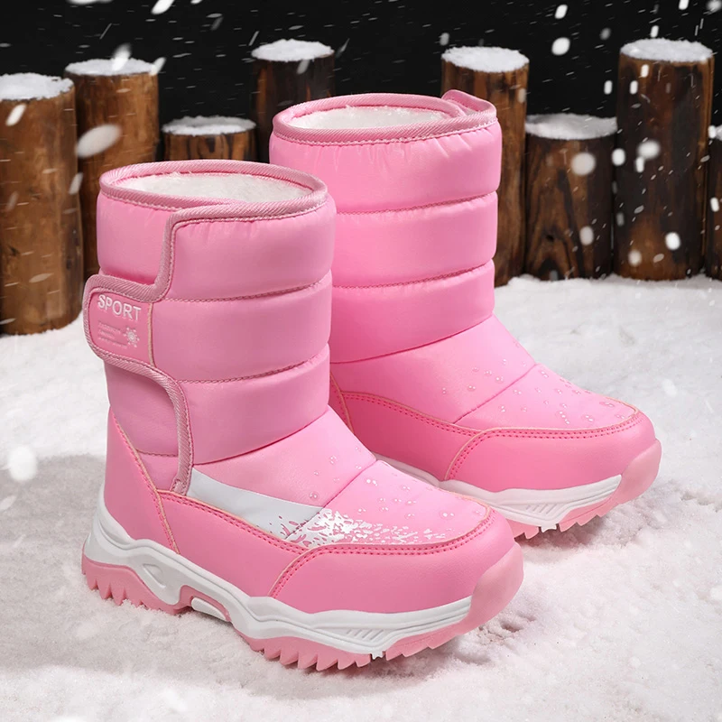 Kids' Sneakers Winter Plush Warm Boots Antiskidding Platform Outdoor Children Shoes Botas Para Ninos