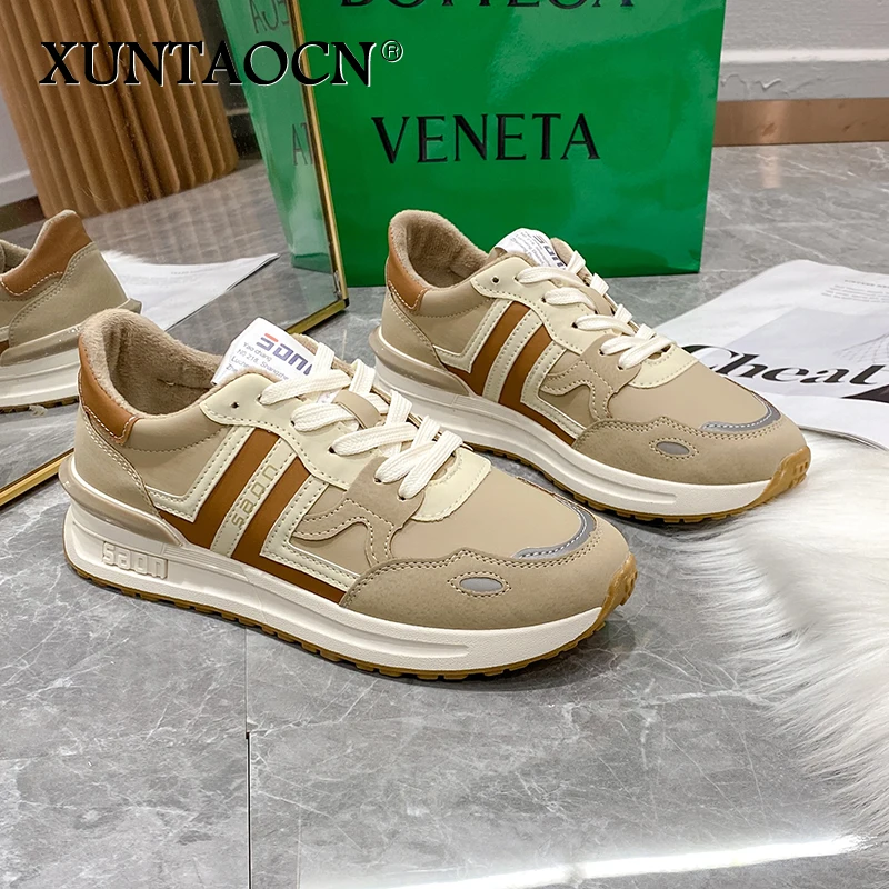 

Chunky Sneakers Women Genuine Pig Leather Platform Shoes Basket Femme Leather Stitching Sardin Ladies Shoes 2022 Tennis Footwear