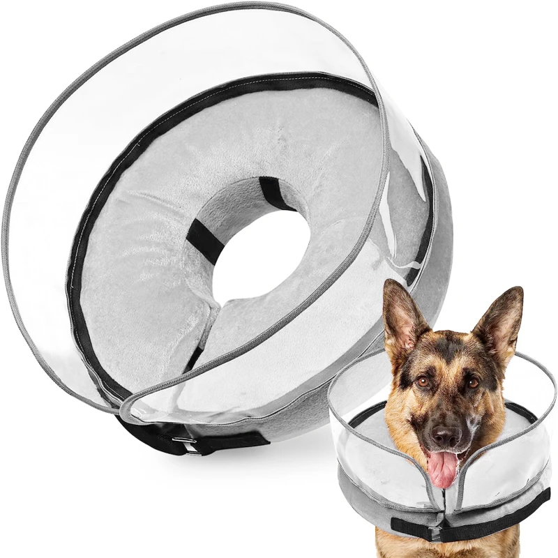

PVC Protective Inflatable Dog Cat Soft Pet Recovery Collar Elizabethan Collar For Small Large Dogs Not Block Vision E-Collar