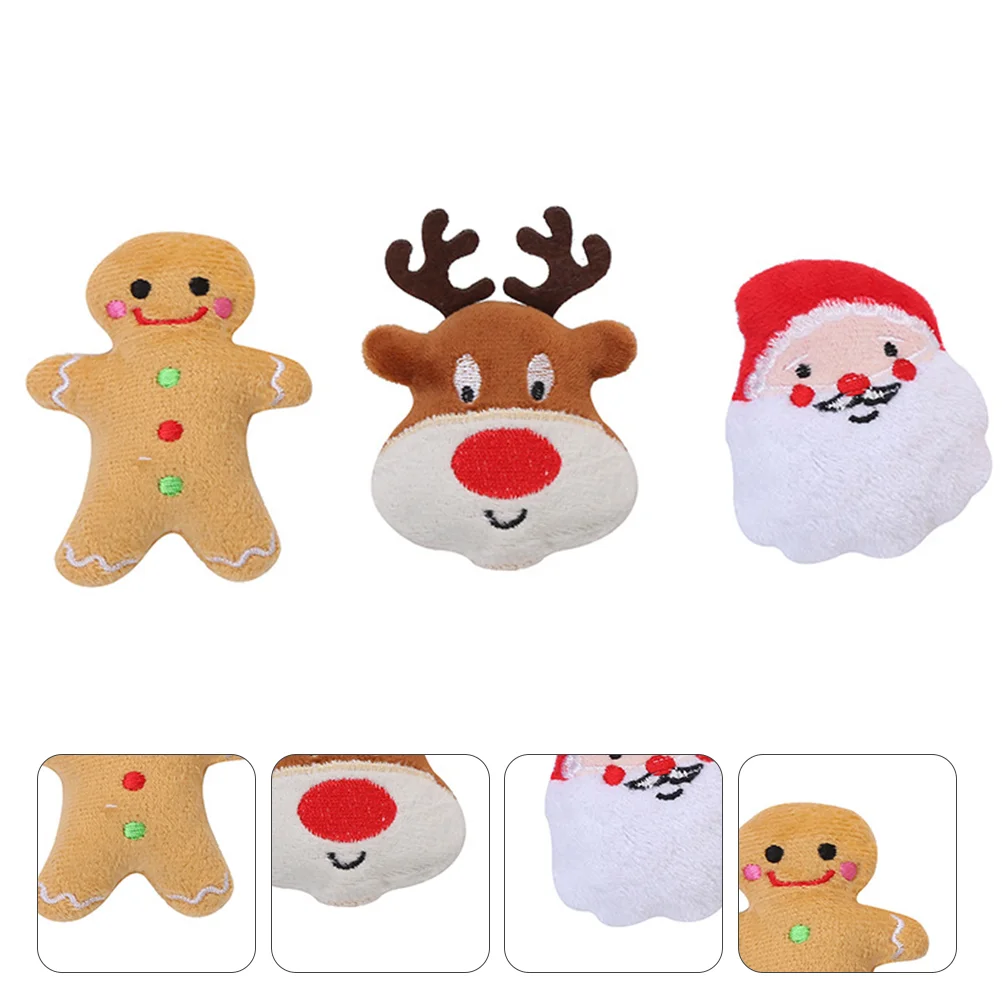 

3 Pcs Christmas Pet Toys Training Chew Filler Plush with Catnip Molar for Pets