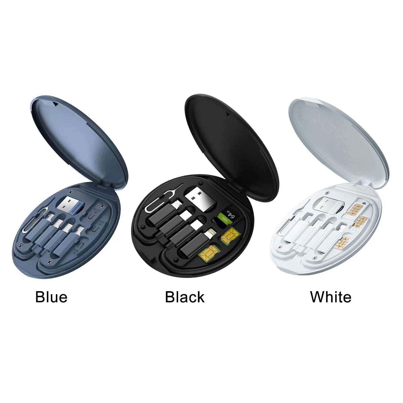 

5 In 1 60w Fast Charging Data Cable Storage Box Mobile Phone Holder Storage Box with Retrieve Card Pin Data Cable Usb Cable