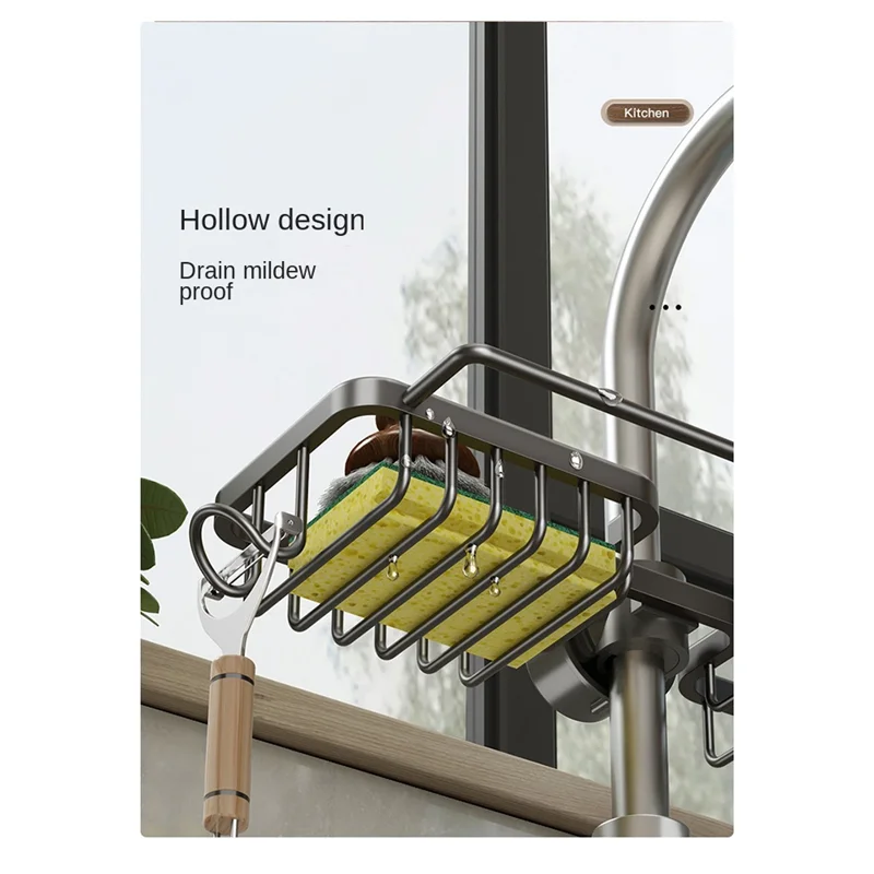 Кухонное пространство алюминиевая сушилка для раковины губка стеллаж хранения