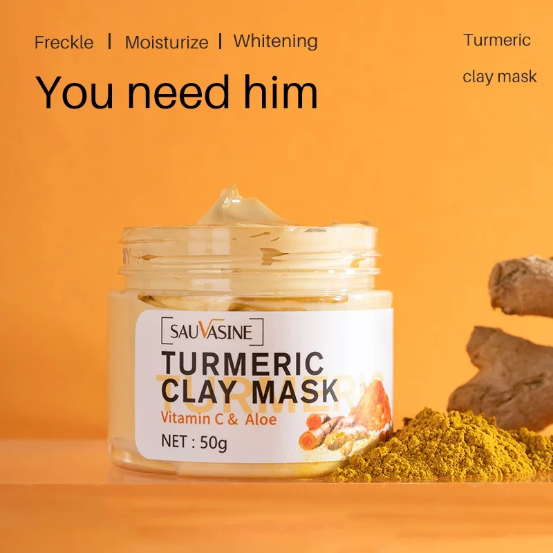 

Turmeric Clay Mask Face Purifying Deep Cleaning Brightening Oil Control Beauty Bentonite Anti-acne Skin Care Facial Mud Masks