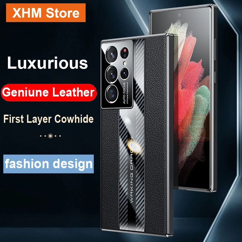 

Geniune Leather Phone Case For Samsung Galaxy S21 S22 S23 Plus Real Cow Cowhide Case For Galaxy S22 S23 Ultra Cover Bumper