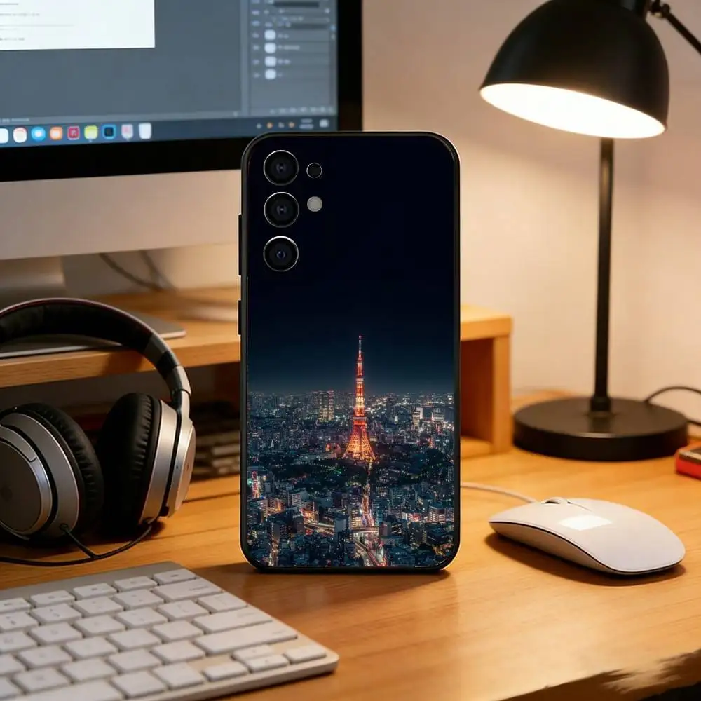 Фото Чехол для телефона с видом на улицы Токио для Samsung S25, S24, S21, S22, S23, S30, Ultra, S20, Plus, FE, Lite, Note, 10, черный чехол №5