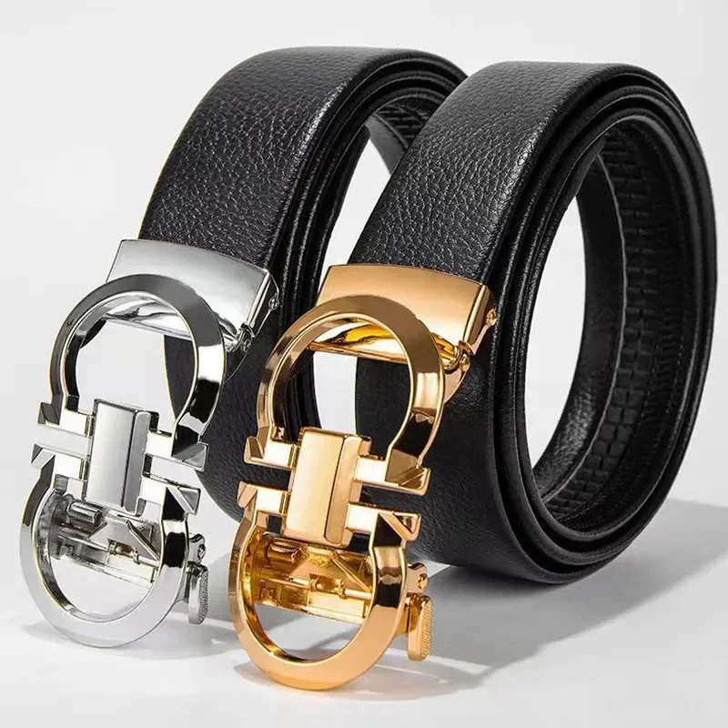 

Ремень с высокой талией мужской, кожаный пояс, повседневный деловой дизайнерский роскошный брендовый автоматический пояс с металлической пряжкой