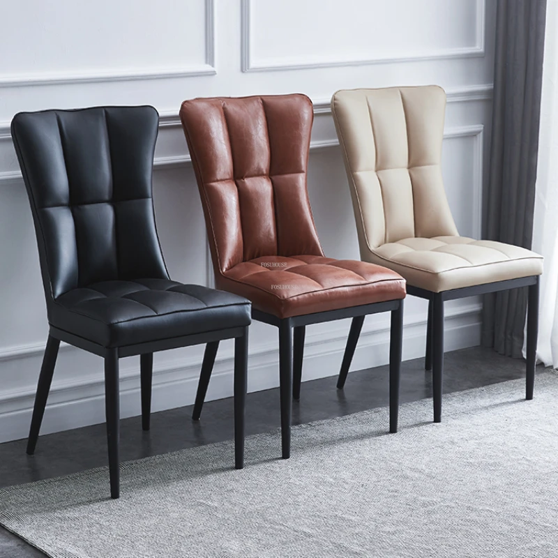 

Light Luxury Leather Dining Chair Nordic Modern Home Simple Dining Chair Back Leisure Living Room Furniture Negotiation Chair