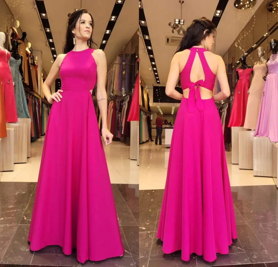 

Женское вечернее платье с круглым вырезом, а-силуэт