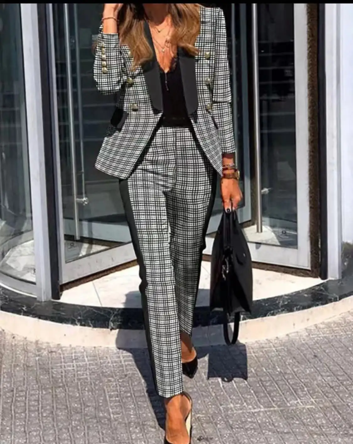 

Новинка Осень-зима 2022, профессиональные костюмы OL с большими лацканами, темпераментная куртка и брюки, женская одежда из двух предметов