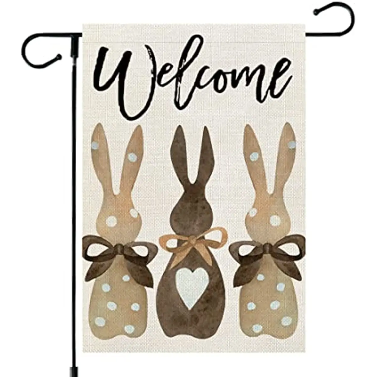 

Easter Bunnies Polka Dots Brown Garden Flag 12x18 Inch Double Sided for Outside Burlap Small Welcome Yard Holiday Decoration