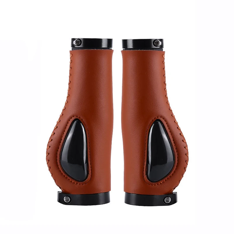 

Leather Bicycle Grips Liquid Silicone MTB Handle Ergonomics Handlebar Grip Bilateral Lock Non-slip Cozy Bike Accessorie