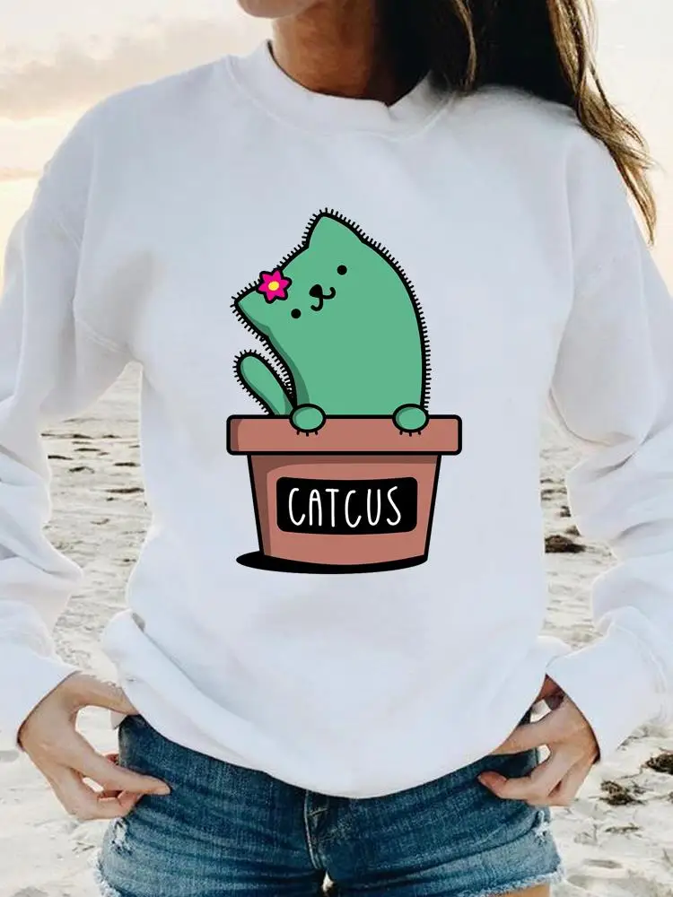 

Women Print Female Clothing Pullovers Autumn Spring Fashion Cactus Funny Animal Sweet Casual Long Sleeve Graphic Sweatshirts