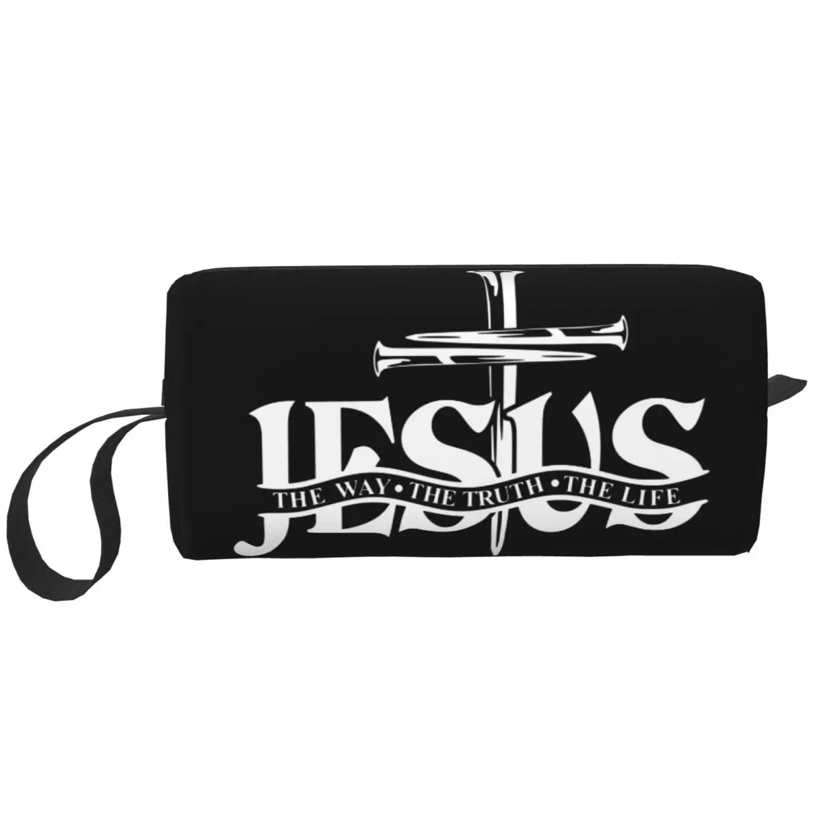 

Jesus The Way The Truth The Life Makeup Bag Travel Cosmetic Organizer Religion Cross Storage Toiletry Bag sBags Dopp Kit Case