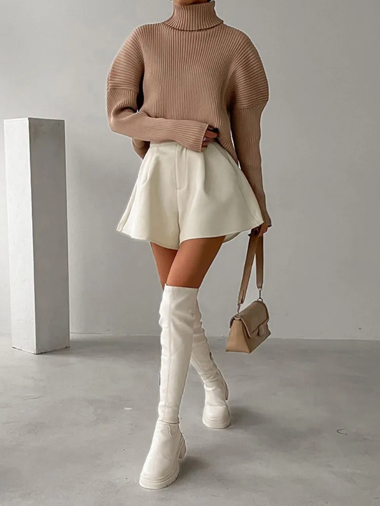 Button High Waist Pants Pockets Wave Cut Short Pants Women Casual Loose Aesthetic Clothing Streetwear Pantalones Cortos De Mujer