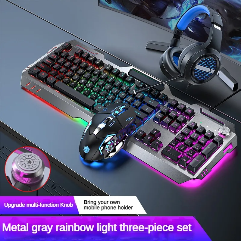 EWEADN GX810 Проводная металлическая клавиатура RGB механические ощущения