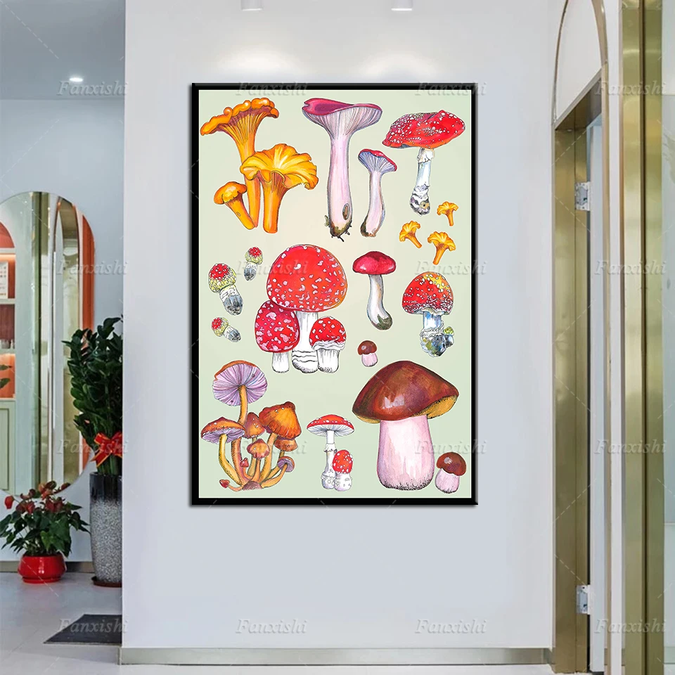 

Nordic Abstract Mushroom Painting Posters And Prints On Canvas Wall Art Modular Pictures For Living Room Cuadros Home Decor Gift
