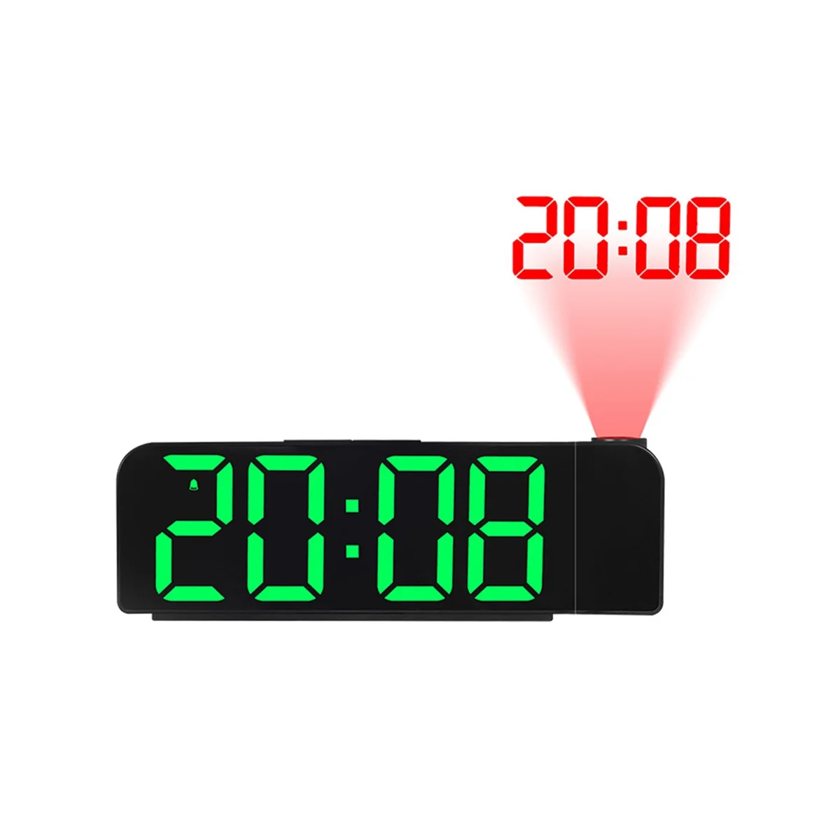 

180° Rotation Projection Alarm Clock 12/24H LED Digital Clock USB Charge Ceiling Projector Alarm Clock (Green)