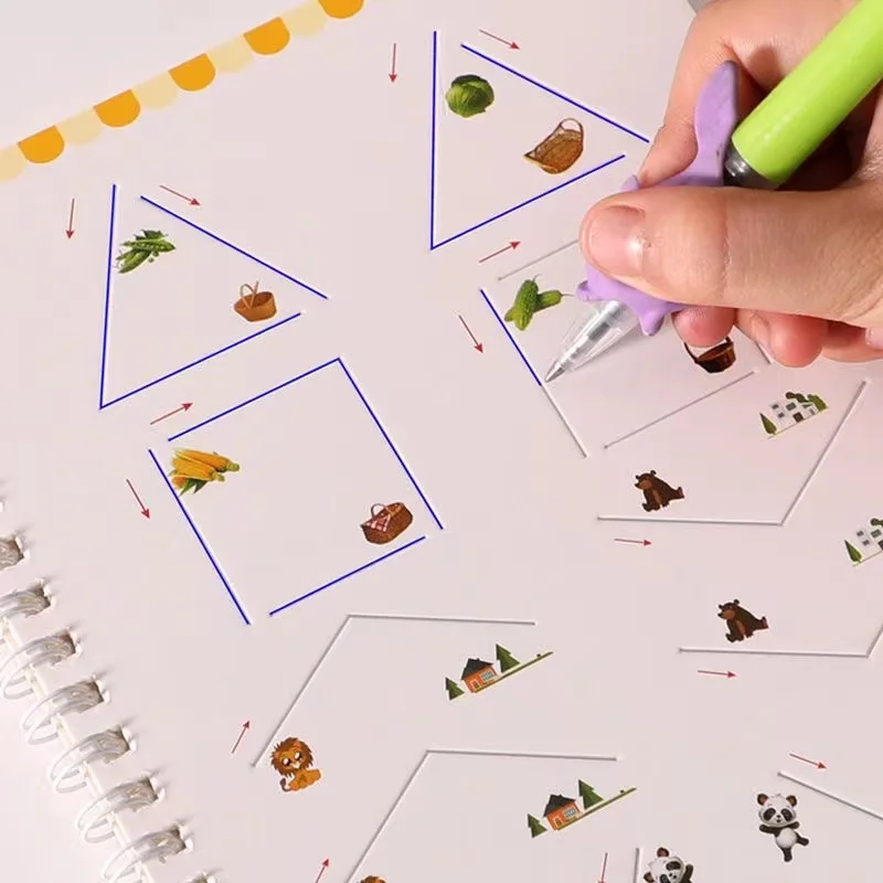 

Reusable Montessori Copybook Hand-Painted Magic Toddler Calligraphy Children's Notebook Kid Groove Handwriting Writing Gifts