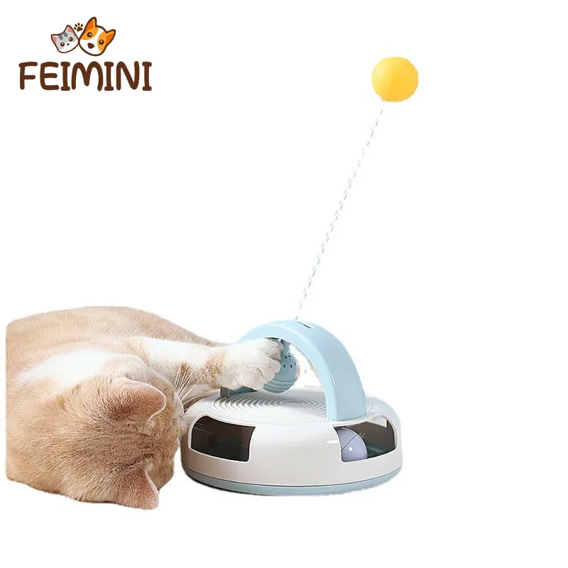 

FEIMINI Cat Toys Interactive Pet Toys Puzzle Cat Game Toy with Rotating Turntable Kitten Entertainment Cat Stick Supplies kitten