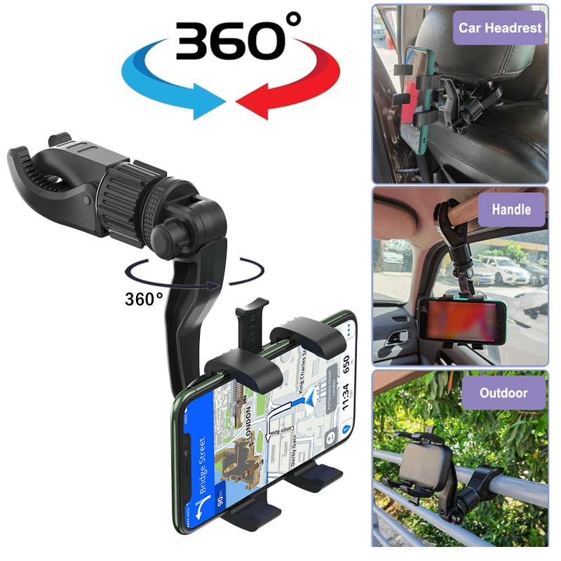 

Rotatable Car Phone Holder Mount Universal Seat Back Headrest Hanging Clip Mobile Phone Support Stand Adjustable Bracket in Car