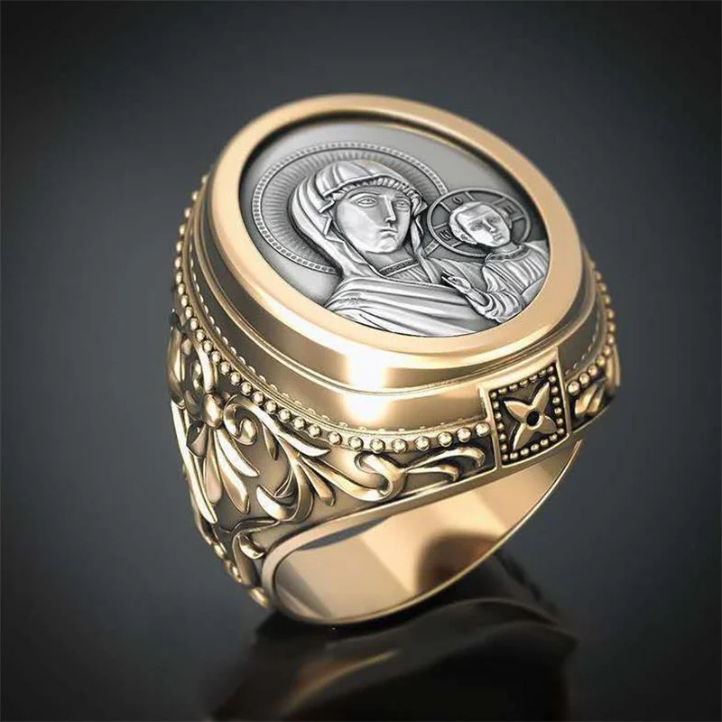 

Vintage Creative Virgin Christian Ring For Women Men Western Style Party Unisex Rings Jewelry Hand Accessories Size 7-12