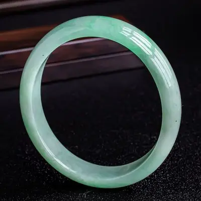 

zheru jewelry natural light green Burmese jadeite 54mm-64mm bracelet elegant princess jewelry for mother to girlfriend