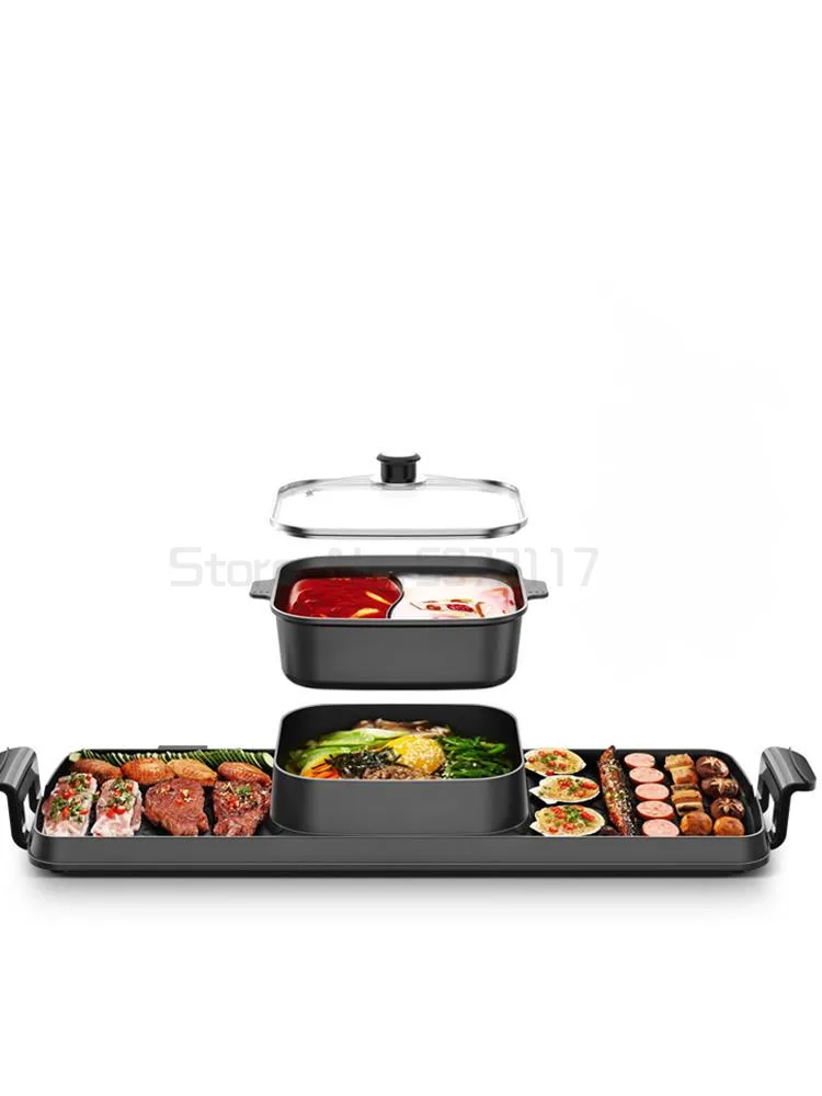 

Household Korean hot pot barbecue one pot multi-function barbecue machine grilled fish pan stove-shabu grilled smokeless grill