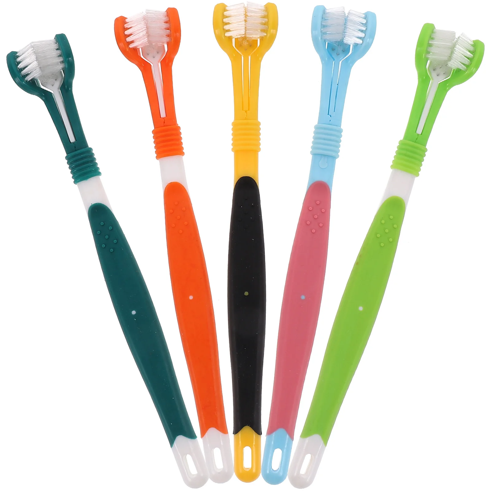

5pcs Pet Toothbrushes Plastic 3-Sided Dog Cat Oral Mouth Cleaning Brushes